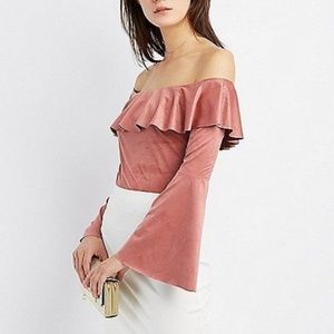 NWT Charlotte Russe Off-Shoulder Bell Sleeve Top